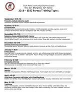 Parent Meeting Training Topics 2019-2020